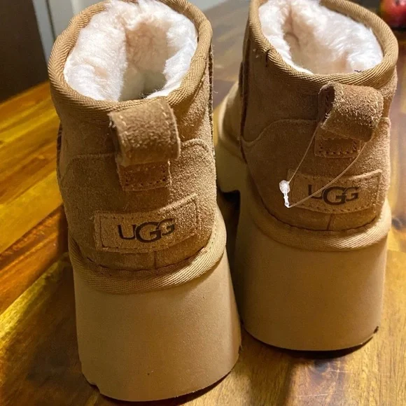 Authentic UGG Chestnut Platform Ankle women's winter boots genuine suede / wool. - Picture 7 of 9